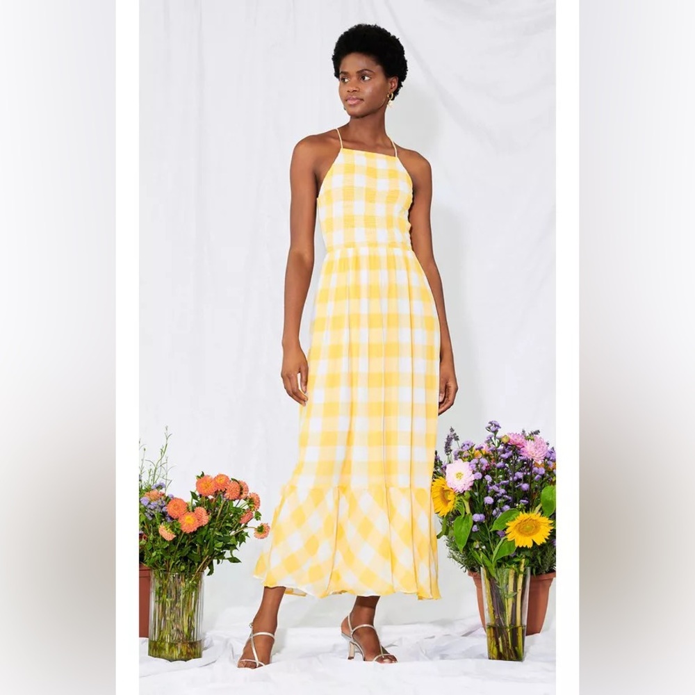 Saylor Dannielynn Dress yellow‎ checkered large